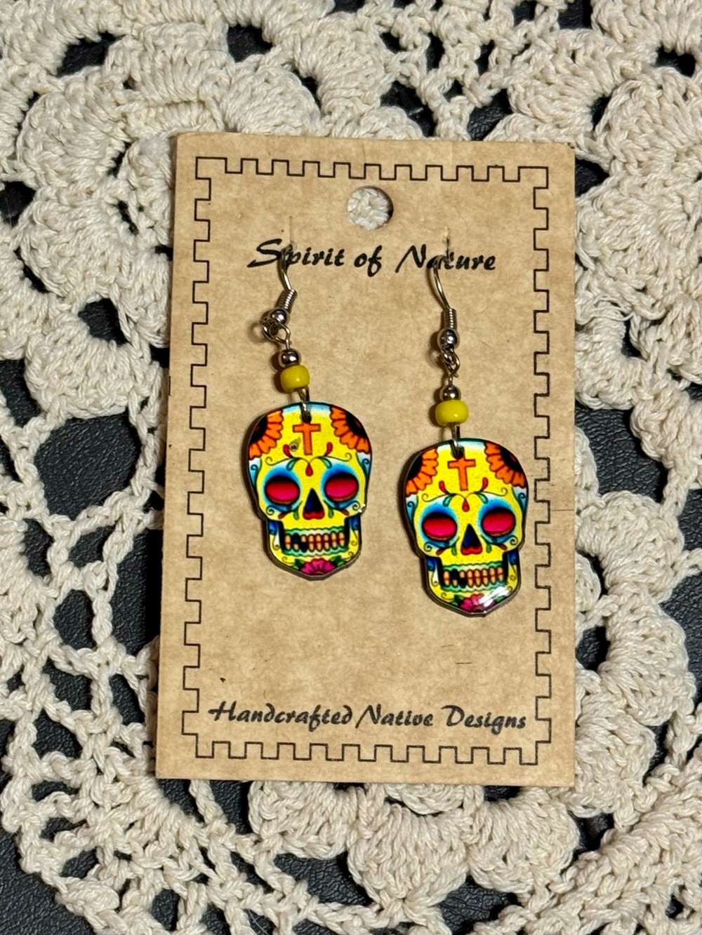 Spirit of Nature Multicolor Sugar Skull Earrings - Handcrafted